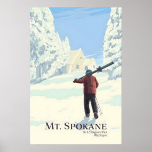 Poster Mont Spokane Ski et Snowboard Park Washington