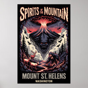 Poster Mont St Helens Washington Volcan Haunté Horreur
