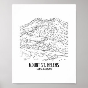 Poster Mont St Helens Washington Volcan Vacances Souvenir