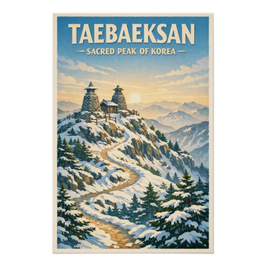 Poster Mont Taebaeksan, Corée du Sud, dans un style class (Devant)