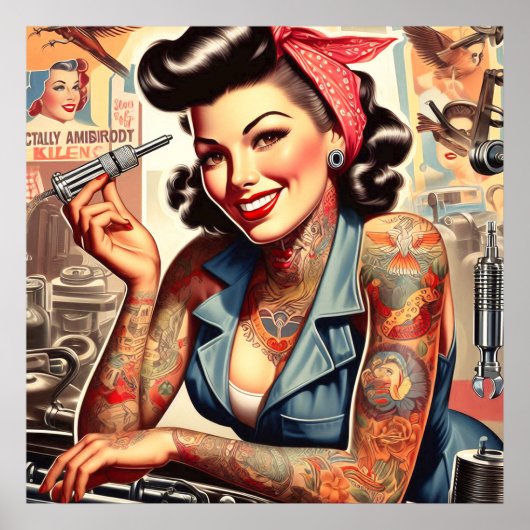 Poster Montage mécanique vintage (Devant)