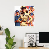 Poster Montage militaire rétro (Bureau à domicile)