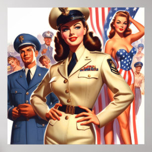 Poster Montage militaire rétro