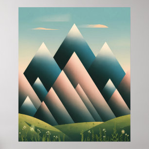 Poster Montagne Abstraite géométrique Moderne Pastel Mini