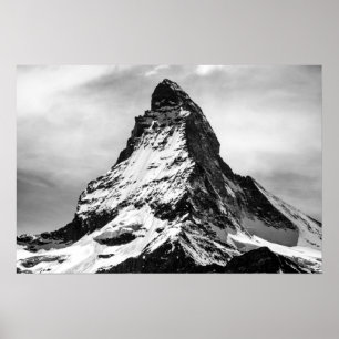 Poster Montagne alpine iconique Matterhorn dans le noir
