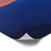 Poster Montagne Bleue à ciel orangé (Coin)