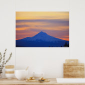 Poster Montagne Bleue à ciel orangé (Cuisine)