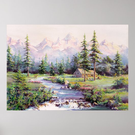 Poster MONTAGNE CABINE par SHARON SHARPE (Devant)