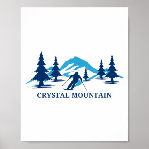 Poster Montagne de cristal Michigan station de ski skieur