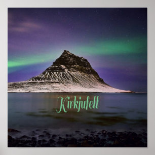 Poster Montagne de Kirkjufell en Islande Lumières du Nord