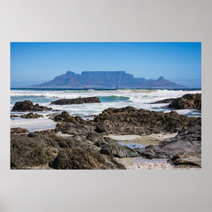 Poster Montagne de la Table avec plage et rochers