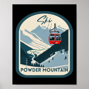 Poster Montagne de poudre à ski rétro vintage Powder Moun
