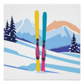 Poster Montagne de ski (Devant)