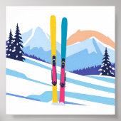 Poster Montagne de ski d'hiver (Devant)