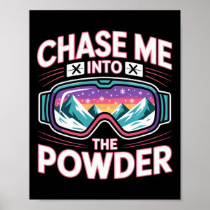 Poster Montagne de ski pour hommes et femmes. Ski en poud