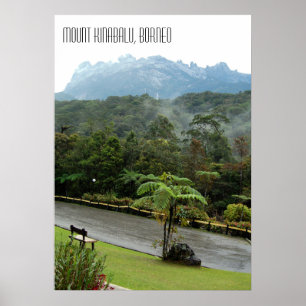 Poster Montagne du Mont Kinabalu et jungle de Bornéo