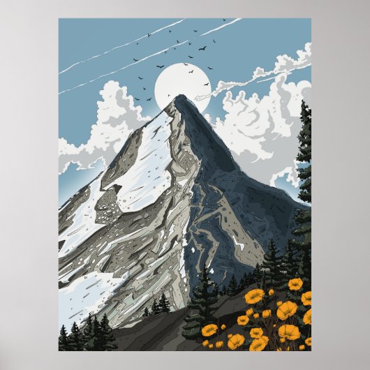 Poster Montagne enneigée de Suisse (Devant)