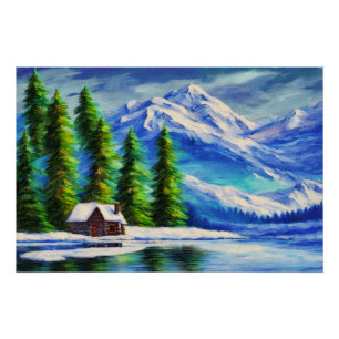 Poster Montagne et Cabine