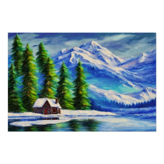 Poster Montagne et Cabine (Devant)