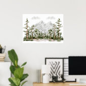 Poster Montagne et forêt à l'aquarelle (Bureau à domicile)
