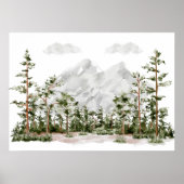 Poster Montagne et forêt à l'aquarelle (Devant)