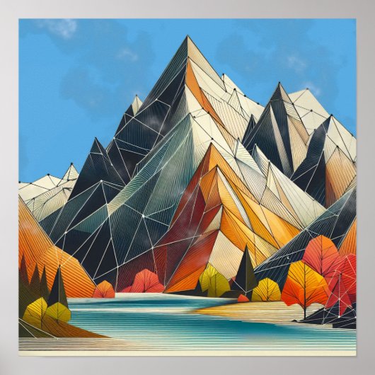 Poster Montagne géométrique (Devant)