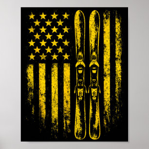 Poster Montagne hivernale de ski de ski vintage américain