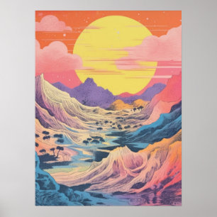 Poster Montagne majestueuse au coucher du soleil