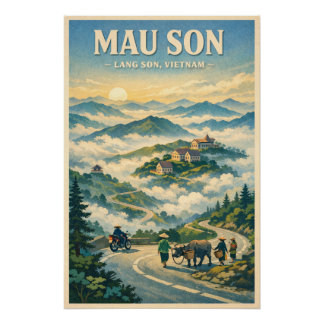 Poster Montagne Mau Son, Lang Son, Voyage au Vietnam