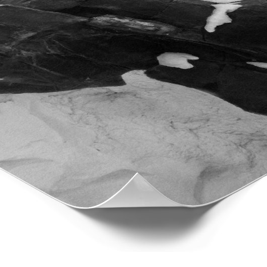 Poster Montagne Neige Noire Et Blanche (Coin)