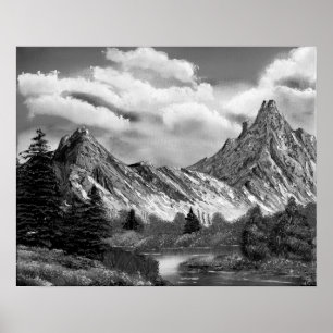Poster Montagne rocheuse panoramique dans noir et le