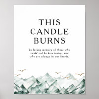 Montagne verte et dorée Cette bougie brûle Mariage