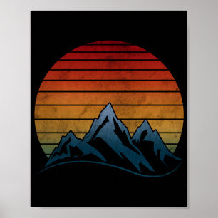 POSTER MONTAGNE VINTAGE COUCHER DE SOLEIL 