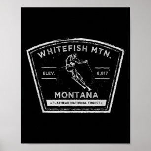 Poster Montagne Whitefish Montana Neige Ski