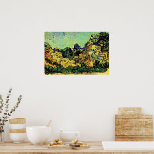 Poster Montagnes à Saint-Rémy avec chaumière sombre