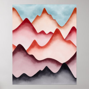 Poster Montagnes Abstraites Colorées Modernes