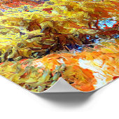 Poster Montagnes Arbres Cascade Peinture à l'huile Abstra (Coin)