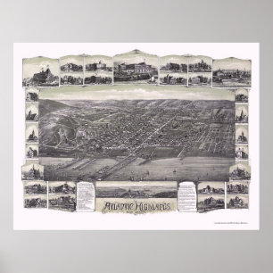 Poster Montagnes atlantiques, carte panoramique de NJ -