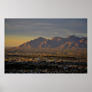 Poster Montagnes au crépuscule