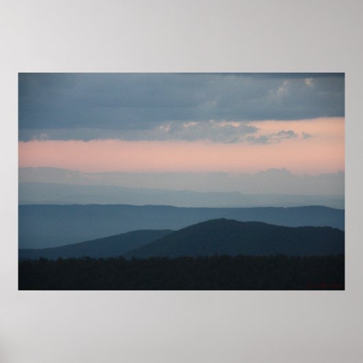 Poster Montagnes bleu ciel rose (Devant)