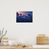 Poster Montagnes bleues géométriques au coucher du soleil (Cuisine)