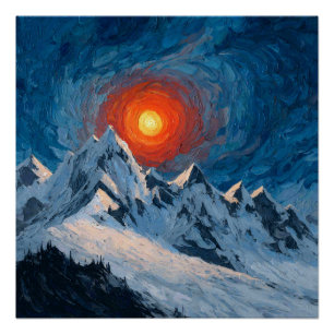 Poster Montagnes Couronnées de Neige