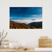 Poster Montagnes d'automne et brouillard dans la vallée (Cuisine)