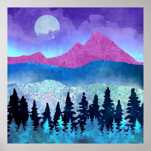 Poster Montagnes de Brume d'Améthyste