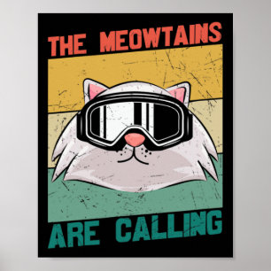Poster Montagnes de chat de ski snowboard ski de fond ski