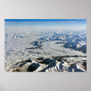 Poster montagnes de l'Himalaya sous les nuages - Tibet