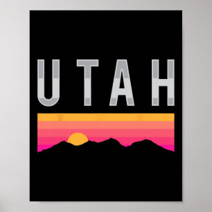 Poster Montagnes de Utah Sunset Ski alpin en plein air Vé