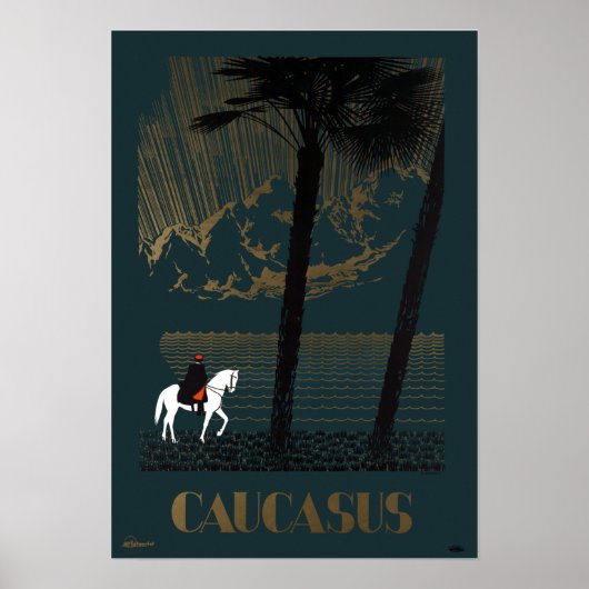 Poster Montagnes du Caucase vintage Russie Voyage (Devant)