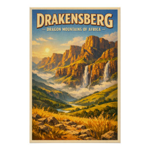 Poster Montagnes du Drakensberg, Afrique du Sud, dans un