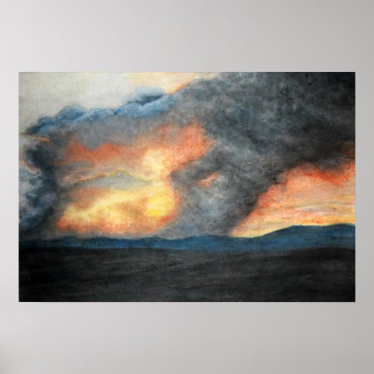 Poster montagnes en feu (aquarelle) (Devant)